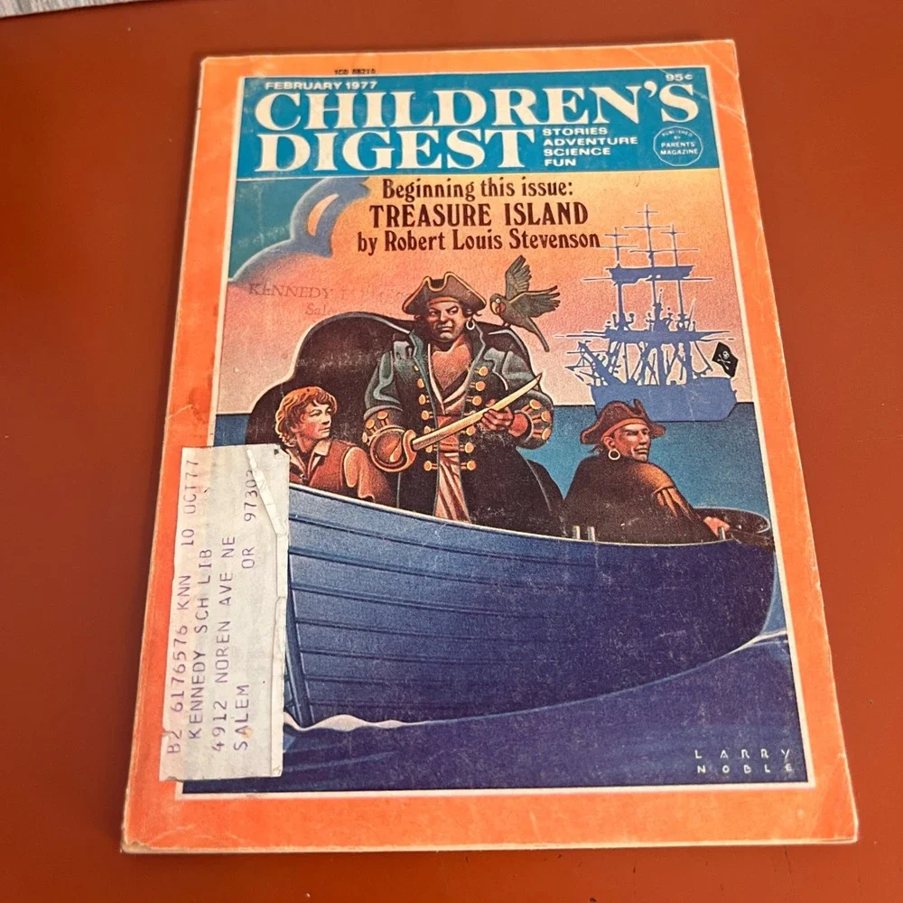 Childrens Digest Magazine Feb 1977 Treasure Island Tintin Vtg Larry Noble Art